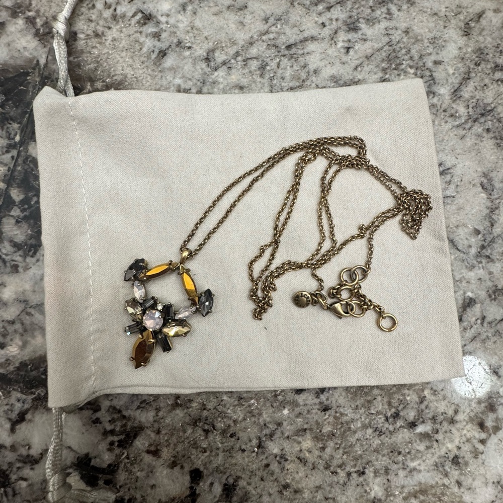 J. Crew Gold and Silver Floral Necklace